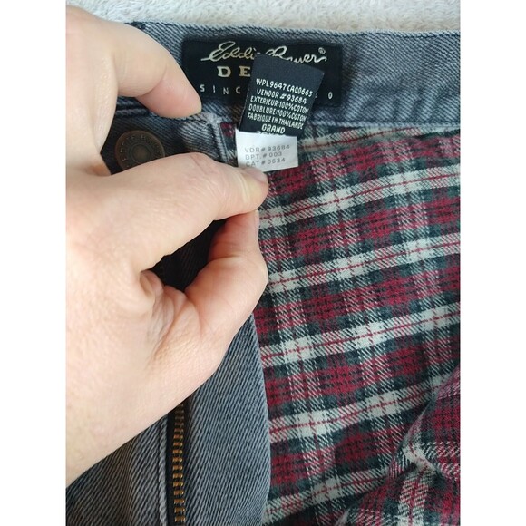Eddie Bauer Black Denim Jeans Flannel Lined Men's 36 x 34 Faded Straight Leg - Picture 4 of 10